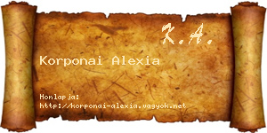 Korponai Alexia névjegykártya